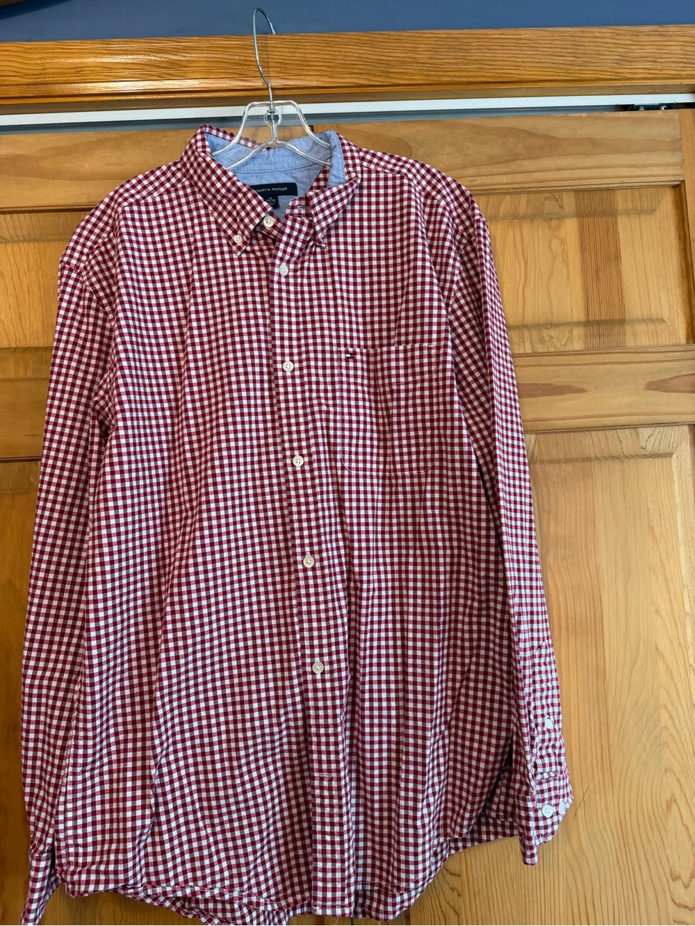 Tommy Hilfiger Red and White Gingham Button-Down Shirt